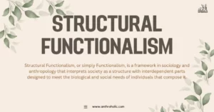 Structural Functionalism, is a framework in sociology and anthropology that interprets society as a structure with interdependent parts designed to meet the biological and social needs of individuals that compose it.