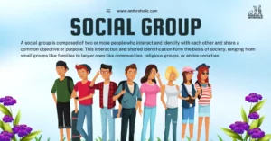 A social group is composed of two or more people who interact and identify with each other and share a common objective or purpose. This interaction and shared identification form the basis of society, ranging from small groups like families to larger ones like communities, religious groups, or entire societies.