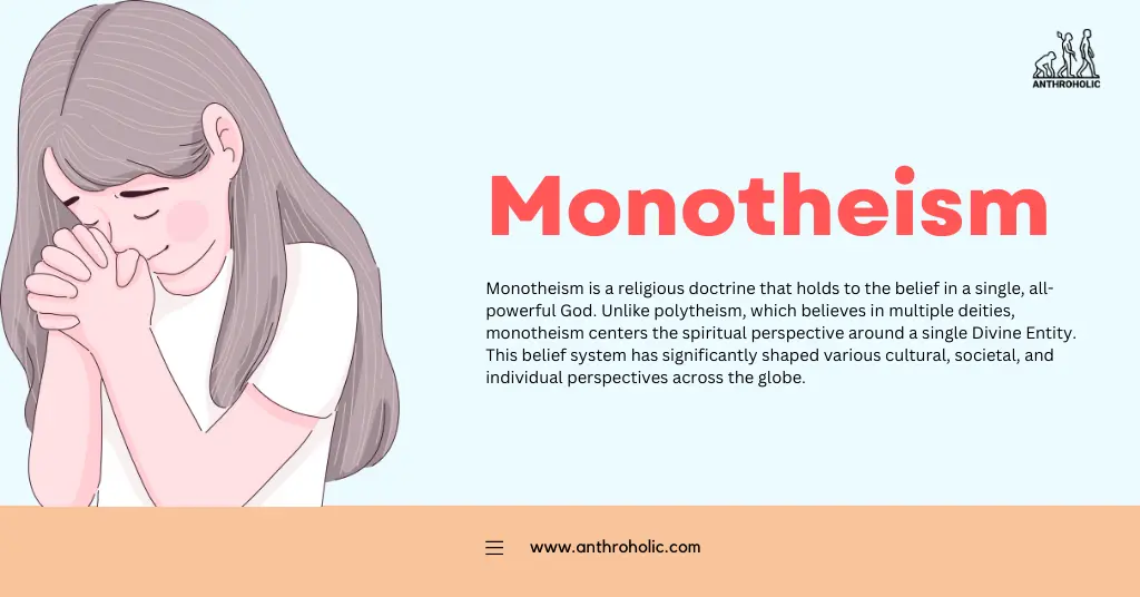 Monotheism is a religious doctrine that holds to the belief in a single, all-powerful God. Unlike polytheism, which believes in multiple deities, monotheism centers the spiritual perspective around a single Divine Entity. This belief system has significantly shaped various cultural, societal, and individual perspectives across the globe.